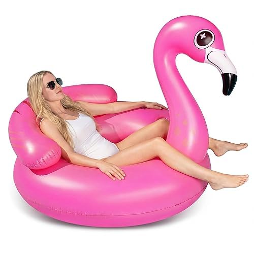 JOYIN 45“/112cm Fancy Aufblasbar Flamingo Schwimmring Swimmingpool-Flöße Wasser Pool Luftmatratze mit Kühlhalter Spielzeug für Wasserpartys Sommerparty