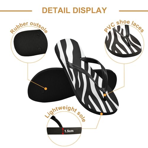 Women Beach Summer Casual Flip Flop Black White Zebra PrintQuick Dry Sandals Slipper for Men 214A44722