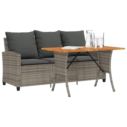 Festnight Balkon Sofa mit Tisch Rattan Sofa 3 Sitzer Balkonsofa Balkonmöbel Kleiner Balkon Balkon Couch Gartensofa Wetterfest Balkonlounge Gartenbank Lounge Sofa Outdoor Rattansofa