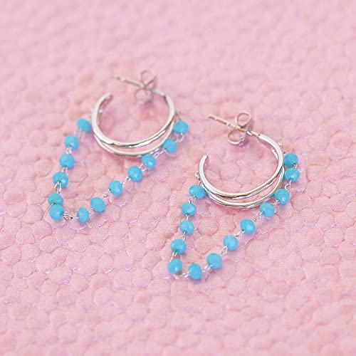 Pura Vida Silver-Plated Neon Chain Hoop Earrings - Brass Base, Sterling Silver Posts - 1 Pair #TOP2