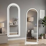 Aidoly 16'×60' Arched LED Full Length Mirror with Stand, Full Body Wall-Mount Mirror with LED Lights 3 Color Lighting, Hanging or Leaning, Floor Standing, Modern Simple Home Wall Decor