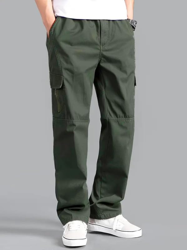 Image of DEELMO Men's Stylish Multi-Pocket Cargo Pants || Casual Fit Trousers || Stylish Cargo Trousers for Men || Men's Pants (MD506 01 04)