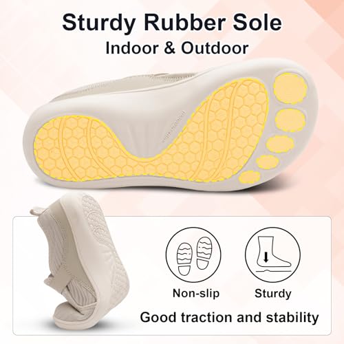 Image of Spesoul Wide Womens Walking Shoes Adjustable Diabetic Shoes Breathable Zero Drop Barefoot Shoe Neuropathy Edema Nursing Shoe Wide Width Sneakers