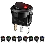 Muscccm 8pcs LED Lighted Rocker Switch, DC 12V 20A On/OFF Self Latching Rocker Switch Toggle SPST Press Button Round Rocker Switch for Car Auto Boat Household Appliances