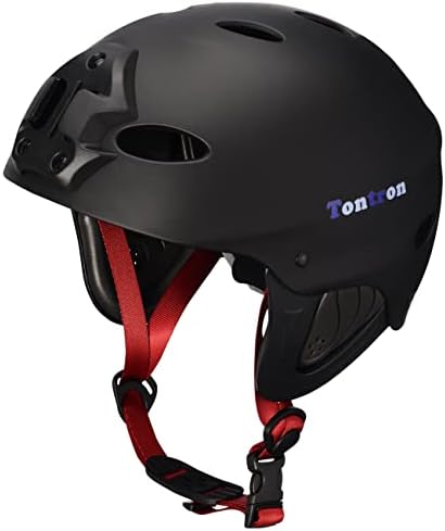 Tontron Adult Water Sports Helmet with Camera Mount Plate (Matte X-Black Forest, Large)