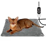 NICREW Cat Heating Pad, Temperature Adjustable Heated Cat Bed with Auto Shut Off Timer, Indoor Pet Heated Bed Mat for Small Dogs, 17.7 x 15.7 Inches