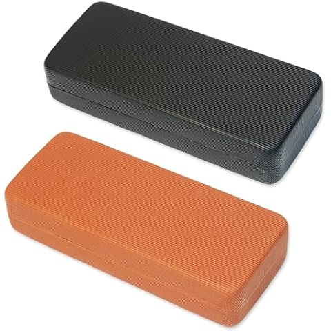 K KAREZOG 2 Pcs Glasses Case Hard Shell,Eyeglass Case for Men Women,Sunglasses Case with Vertical Stripe Texture,Hard Case for Glasses,Hard Eyeglass Case for Travel Study Work Cover