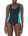 Uhnice Women's One Piece Training Athletic Swimsuits, Black/Blue, X-Small(US0-2)