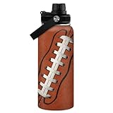 Football Water Bottle - 32oz Insulated Stainless Steel Sports Bottles - Gifts for Men Football Lovers Fan Players