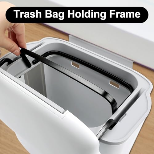 Tefola Hanging Kitchen Bin with Lid, 9L Foldable Food Waste Caddy, Small Recycling Bin, Under Sink Plastic Garbage with Wall Mount for Under Sink, Cupboard Door, Cabinet, Motorhome, Kitchen, Bathroom - Image 5