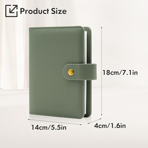 Mały album fotograficzny 6x4 - 68 kieszeni, 15x10 cm, książka ze zdjęciami, duża pojemność, mini etui z okładką z ekoskóry PU, prezent dla dzieci, rodziny, dyplomu, ślubu, podróży (zielony)