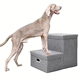RUYICZB Dog Stairs with Storage, Foldable Pet Stairs for High Beds, Dog Steps for Bed Non Slip Puppy Steps for Small Dogs for Tall Bed 2-Step Doggie Ladder for Easy Access, Supports Up to 110Lbs
