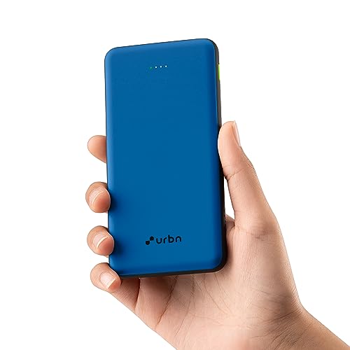 Image of URBN Power Bank 10,000mAh - Ultra Slim, 22.5W Two Way Fast Charging, Triple Output, Dual Type C PD, 12 Layers Circuit Protection, BIS Certified, 6 Months Warranty Free Type C Cable - Bright Blue