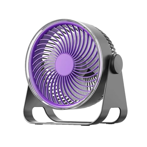 WASAGA Mini ventilador de mesa portátil de 5 velocidades y 3 modos de luz, ventilador de escritorio personal con ajuste de 90°, para casa, oficina, coche, dormitorio escolar, viajes al aire libre
