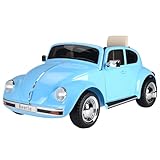 Aosom Licensed Volkswagen Beetle Electric Kids Ride-On Car 6V Battery Powered Toy with Remote Control Music Horn Lights MP3 for 3-6 Years Old Blue