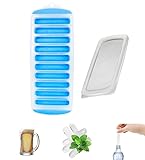 製氷皿 製氷器 スリム アイストレー シリコン製氷器 蓋付き 細長い 氷トレー 小分け 冷凍保存 ソフト取り出しやすい 耐久性 DIY ウォーターボトルアイススティック アイスクリーム ジュース (ブルー)