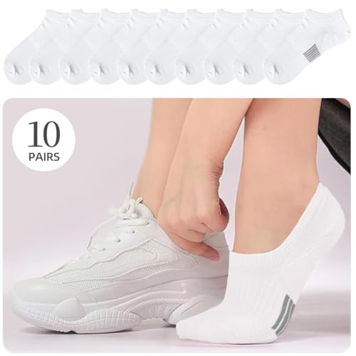 Image of Women's Ankle Cotton Socks Low Cut Athletic Running Soft Thin No Show White Socks 6-10 Pairs