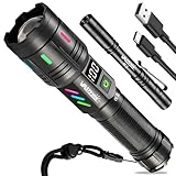 VASTFIRE 500000 Lumen Taschenlampe LED Aufladbar, Extrem Hell 30W USB Taktische Taschenlampen Batterie, Wasserdichte Starke Flashlight Torch mit Stiftlampe, für Camping, Wandern, Outdoor, Notfäll