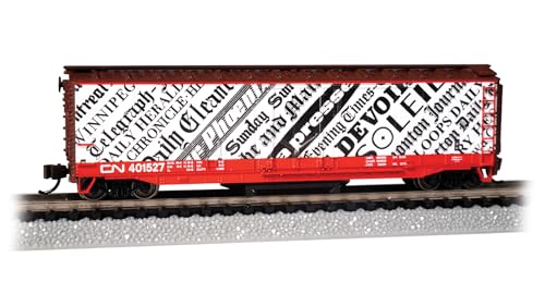 Bachmann Trains - 50' Plug Door Track Cleaning Box Car - Canadian National 401527 (Newsprint) - N Scale