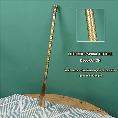 Shoe Horn Long Handle Office Medium And Long Handle Spiral Pattern Shoe Helper, Durable Brass Shoe Lifter, Gift-Giving Options (Color : Gold, Size : 47 * 4Cm) #TOP1