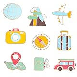 HEALLILY 9 Stück Cartoon Broschen Legierung Emaille Broschen Anstecknadel Reisen Broschen Kompass Flugzeug Verkehrszeichen für Kleidung Tasche Schmuck Geschenke Zufälliges Muster (Zufälliges Muster)