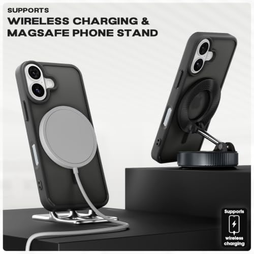 Image of Pikkme Back Cover for iPhone 16 | Mag-Safe Compatible | Smoke Frosted Transparent Matte Finish | Hard PC + Soft TPU | Shockproof | Raised Camera Protection Bumper Case (Black Smoke Mag-Safe)