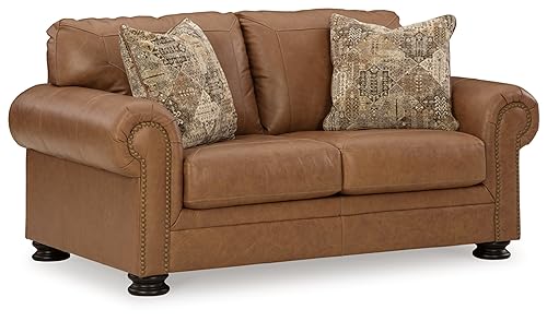 Classic Leather Match Loveseat with Nailhead Trim
