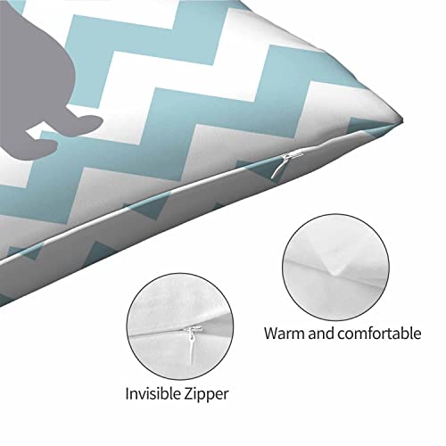 Mugod Home Decor Pillow Cases Grey Dachshund Dog With Teal Waves Striped Pattern,Standard Throw Cushion Cover For Bed Couch Sofa Office Decor 20X30 Inches #TOP4