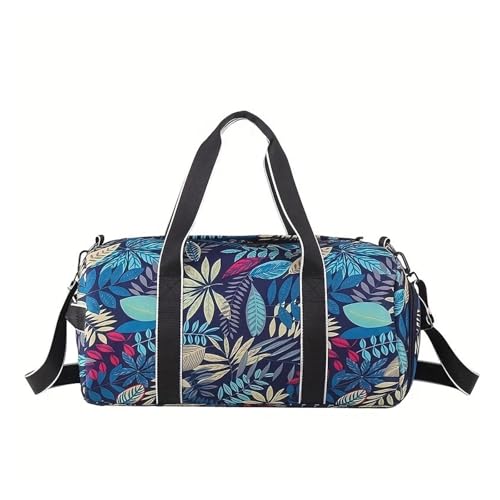 Sac voyage bleu imprimé feuillage étanche et multiposition