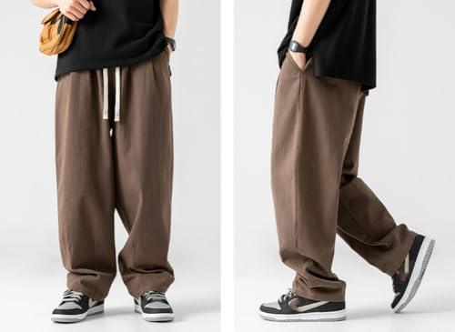 Yollmart Mens Winter Fleece Pants Joggers Drawstring Waist Athletic Pants Cotton Loose Straight Sweatpants4