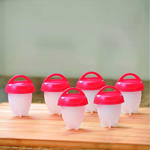 Conjunto 6 Mini Potes Com Tampa Para Cozinhar Ovo Ningbo Vermelha/Transparente