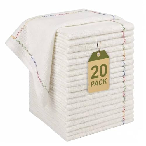 Image of JOYMOOP Microfiber Cleaning Cloth, 20 Piece Set, Medium, White