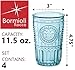 Bormioli Rocco Romantic Set Of 4 Tumbler Glasses, 11.5 Oz. Colored Crystal Glass, Light Blue, Made In Italy.
