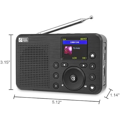 Ocean Digital WR-18 Handheld Portable Internet Radio, FM, Bluetooth Speaker, Micro SD, Rechargeable, 5 Preset Buttons, Dimmer, Auto-Off Timer, Color Display