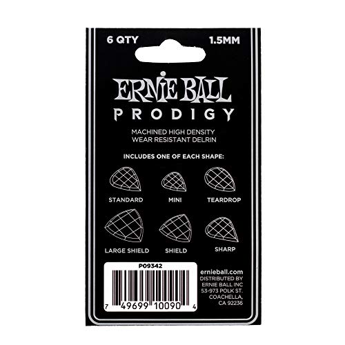 Ernie Ball Lot de 6 médiators Prodigy, 1,5 mm, noir - Les Beatles, Paul McCartney, John Lennon, RIngo Starr, George Harrison Ernie Ball Lot de 6 médiators Prodigy, 1,5 mm, noir – Image 3