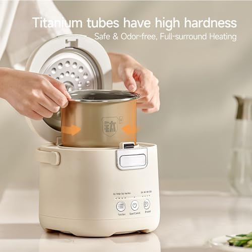 Cuociriso compatto da 1,2 l con pentola interna antiaderente, multifunzione per riso, cereali, porridge e zuppe, mantiene caldo e facile da pulire, perfetto per 1-2 persone, studenti e coppie