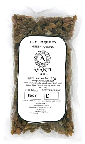 Premium Green Raisins 500g | Seedless & Naturally Sweet | Rich in Iron, Fiber & Antioxidants | Ideal for Snacking, Baking & Desserts