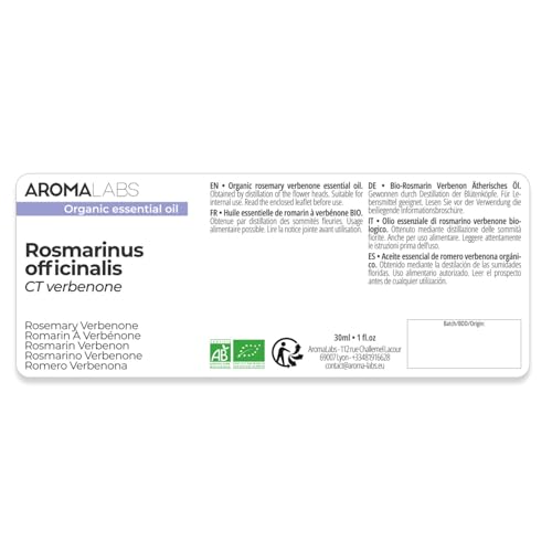 Miniatura 2 de Romero Verbenona Bio Rosmarinus Officinalis - Qt Verbenona - 30 Ml - Aceite Esencial Quimiotipado Y Certificado Ab - Salud Hepática - Aroma Labs