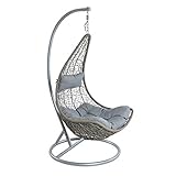 Hängesessel für eine Person mit Gestell, Hängekorb aus Polyrattan, wetterfest