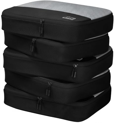 Image of Large Packing Cubes for Travel - 5pc Packing Cubes for Suitcases - Lightweight Luggage Organizer Bags (Non-Compression)