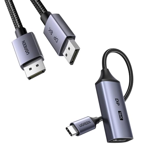 Cable DP 8K con carga mediante adaptador USB-C a DisplayPort 16K