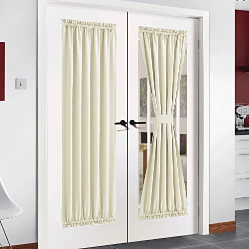 NICETOWN Blackout Side Door Curtains, Front Door Curtains for Small Window, Privacy Shades for Sidelight, Thermal Insulated Window Covering, Light Beige, 1 Panel, W12 X L40 Inches Long Light