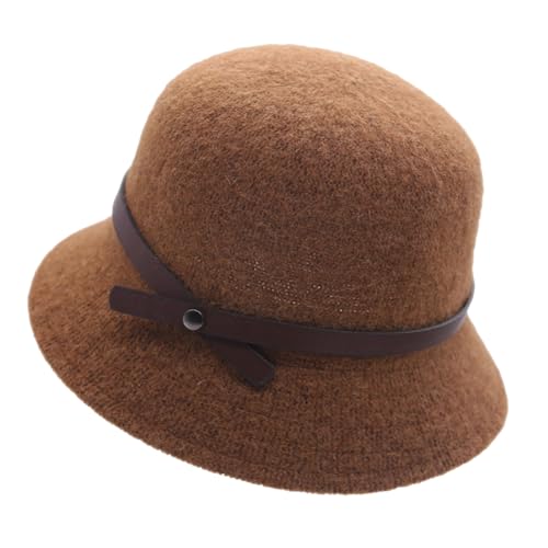 MAOZIm Sombrero de pescador de otoño e invierno para mujer, sombrero de punto de otoño, sombrero de copa cálido, cruz de color caramelo, 54-58 cm, Color caramelo., 6 7/8-7 3/8