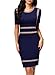 Miusol Women's Scoop Neck Optical Illusion Business Bodycon Dress (Medium, Navy Blue)