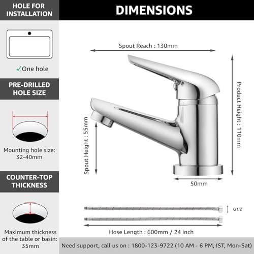Image of ALTON MTX3615, Single Lever Basin Mixer | Bathroom Wash Basin Mixer Tap | Basin Tap | Silver