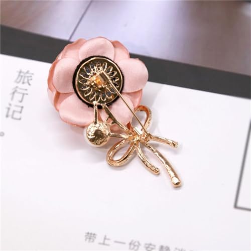 Image of WCRAZYE Elegant Rose Flower Brooch Pin for Women Men Wedding Party Gentleman's Essentials Handmade Crystal Pearl Fabric Flower Lapel Pin Dress Suit Accessories Boutonniere Ideas Gift Valentine's Day