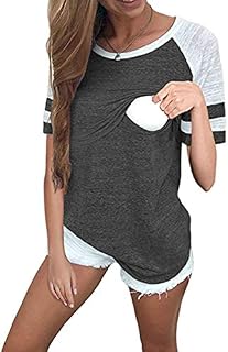 LAVIQK Women's Maternity Nursing Top Breastfeeding Tee Shirt Raglan Short Long Sleeve Casual