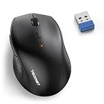 TECKNET 2.4G Classic Wireless Mouse for Laptop, 4800 DPI Optical Computer Mice with 6 Adjustable Levels, 30 Months Long Battery Life Cordless USB Mouse for Notebook, PC, Office Home Work (Dark Black)