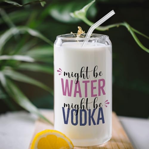 BEHIFL Vodka glasses cup Gifts for Cocktail Lovers, Funny Might Be Vodka Tumbler Gifts For Women 14oz,Tequila Lime drinking jar for Cocktail Lovers - Thumbnail 2