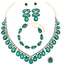 Emerald Green Crystal-Gold Tone